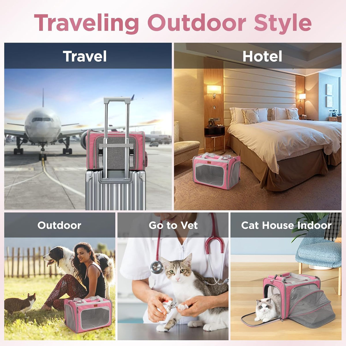 soft cat carriers pink small dog carrier airline, side view