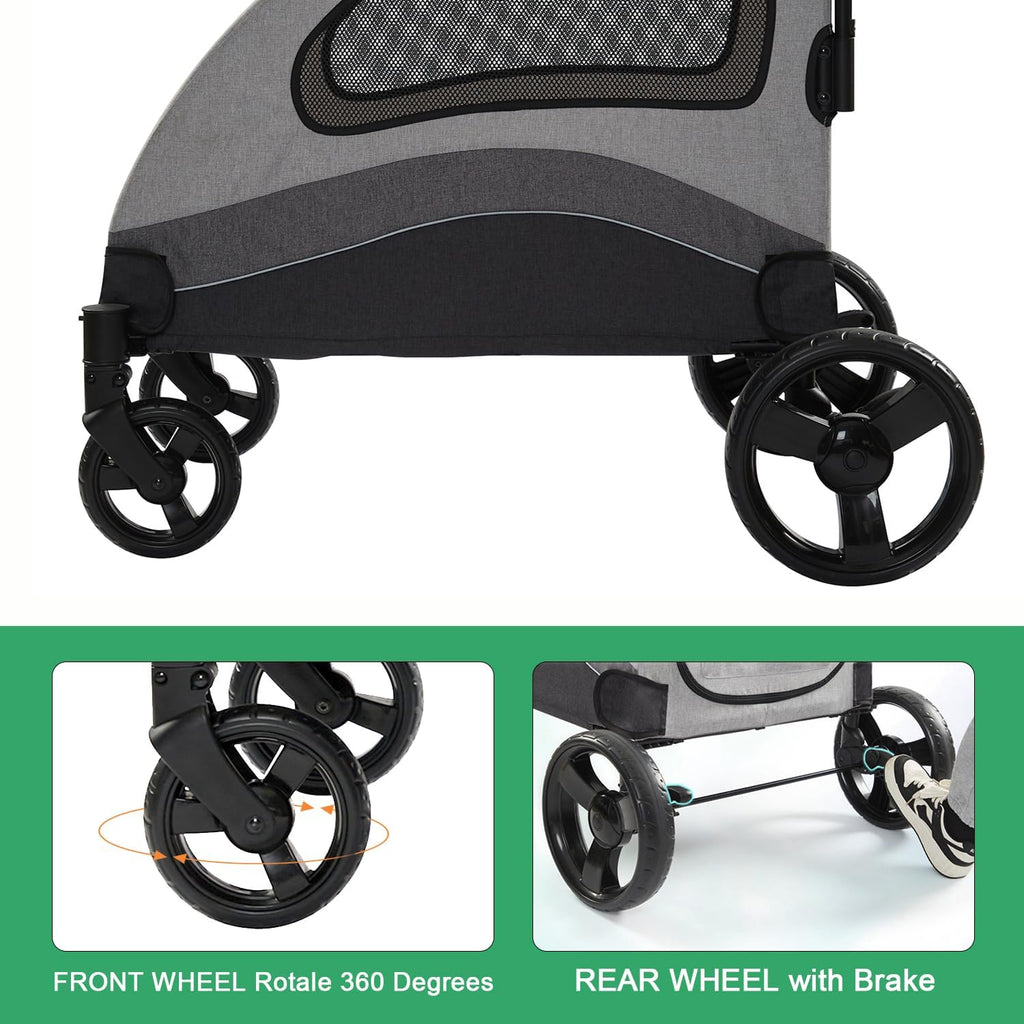 xl extra large dog stroller, all-terrain 4 wheel on a desk or shelf