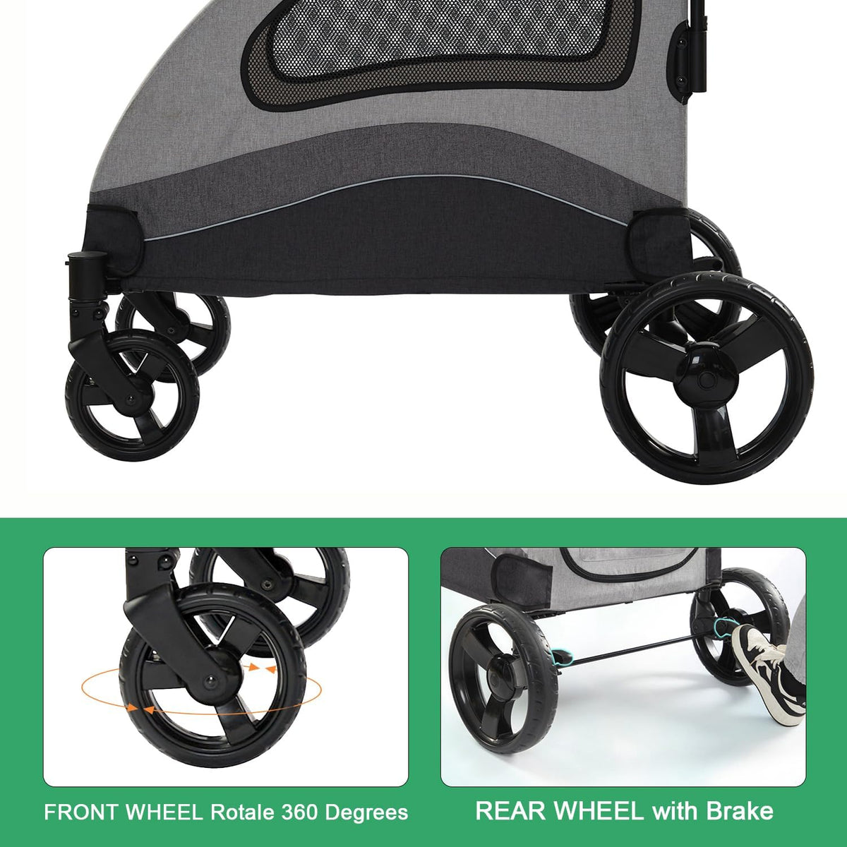 xl extra large dog stroller, all-terrain 4 wheel on a desk or shelf