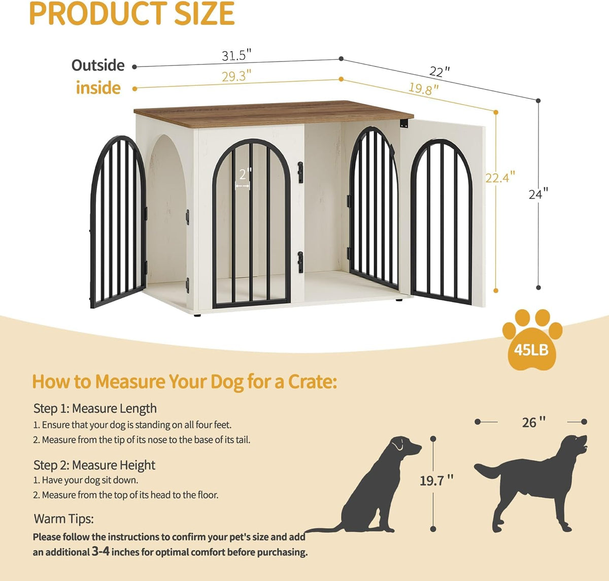 hzuaneri 31.5 in dog crate furniture,dog kennel indoor shown in use