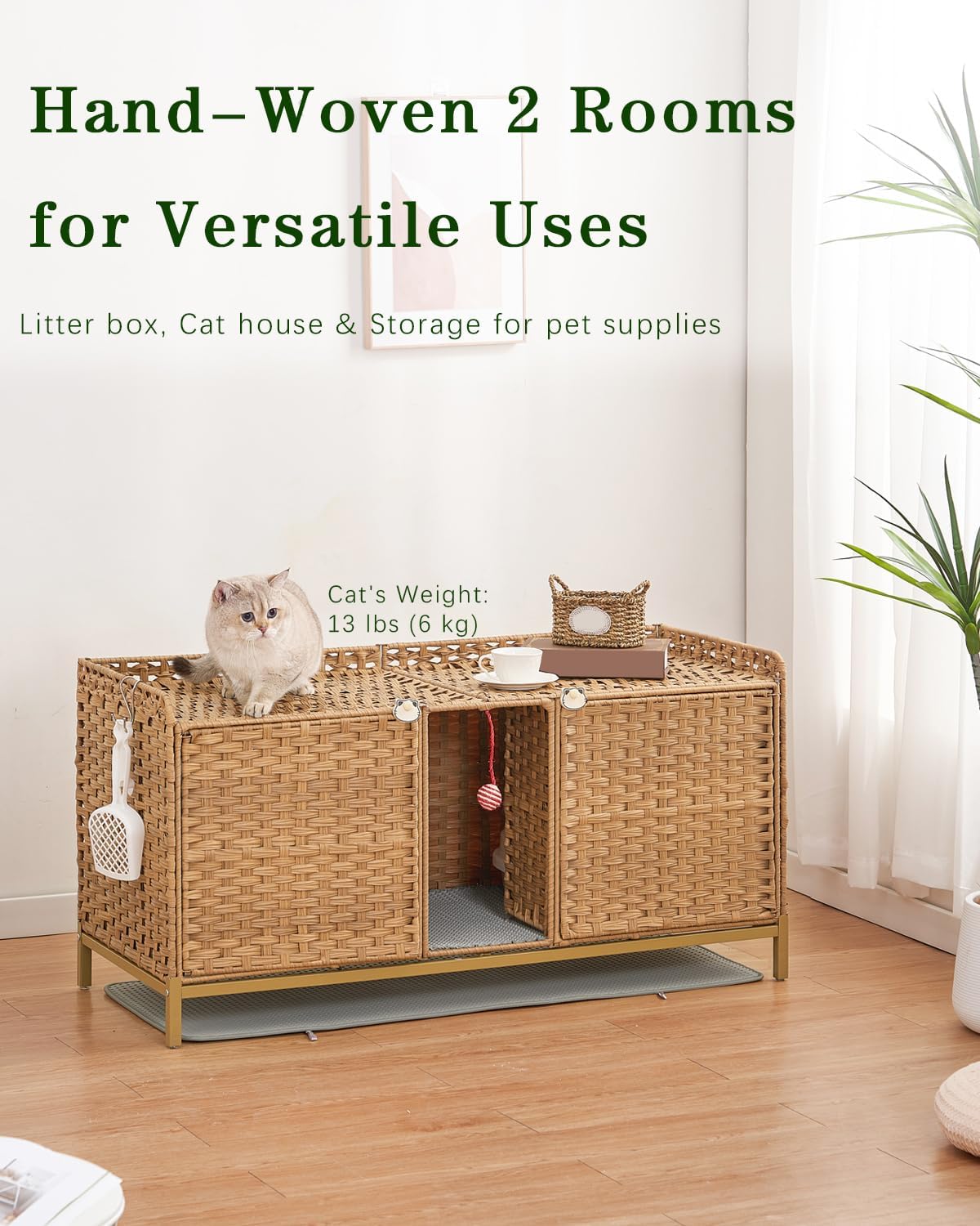 setvson cat litter box enclosure for 2 cats shown in use