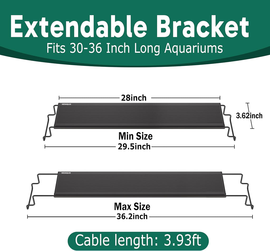 24/7 led aquarium light for 30-36 inch plant on a desk or shelf