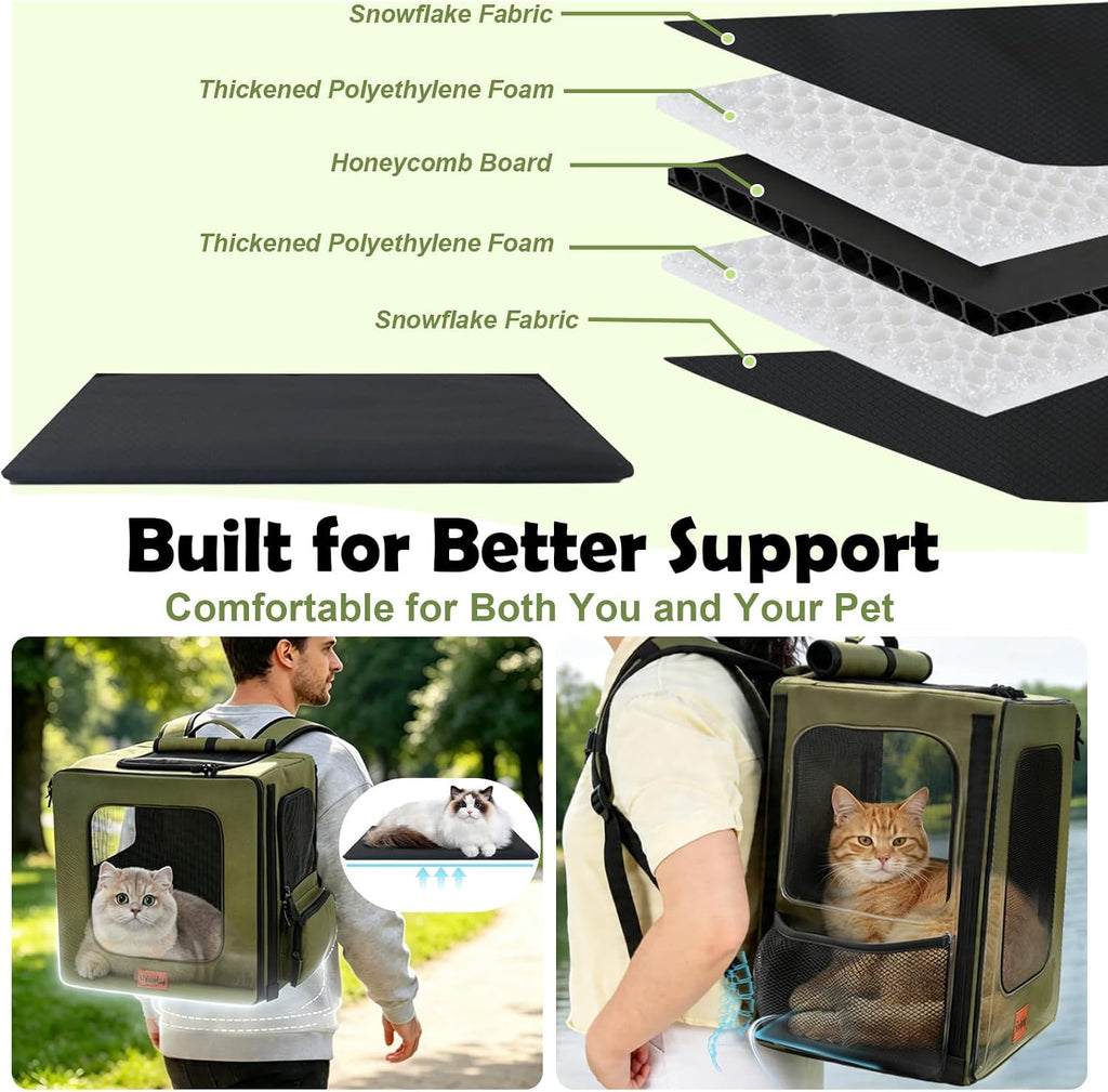 vivifying dog backpack carrier, 16.5"×15"×10.6" breathable pet backpack, package contents