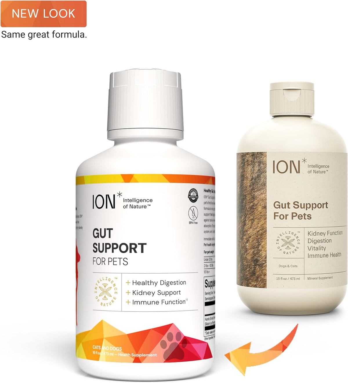 ion* intelligence of nature gut support for pets, close-up detail