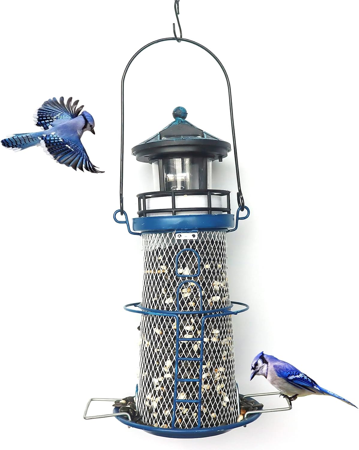14" solar bird feeder lighthouse with rotating beacon, main product view