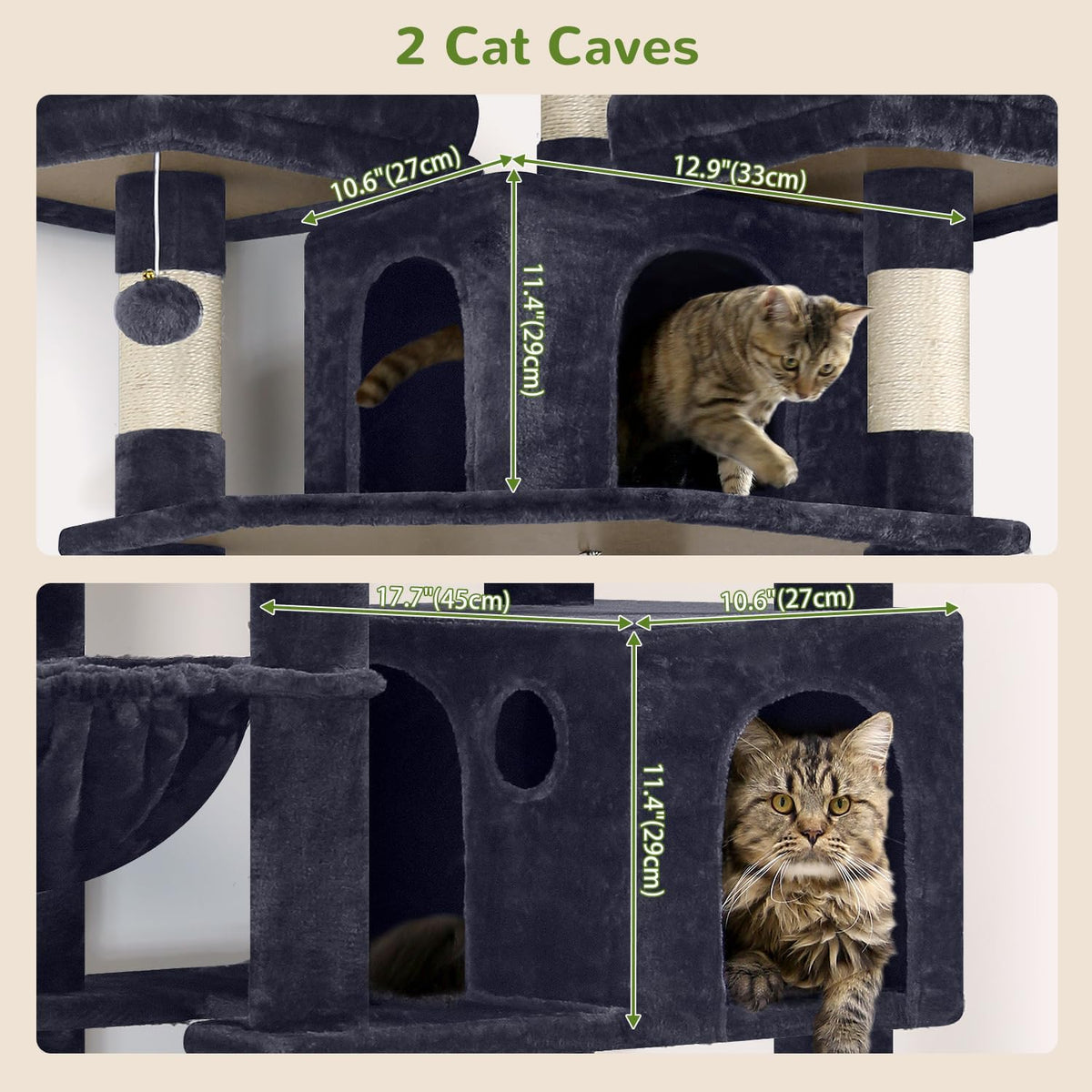 globlazer cat tree tower for multiple adult cats, side view