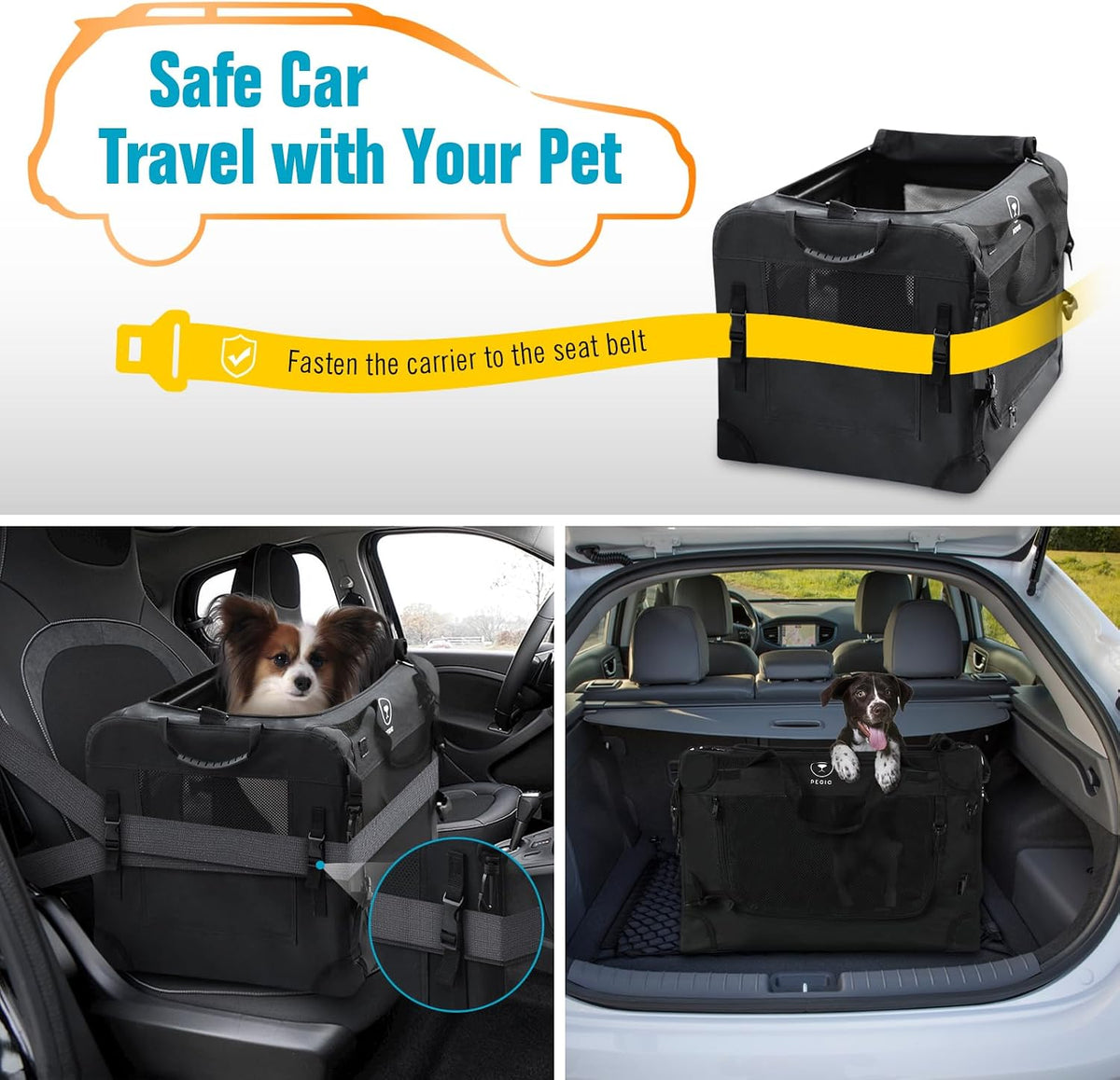 pegic extra large cat carrier, black showing dimensions