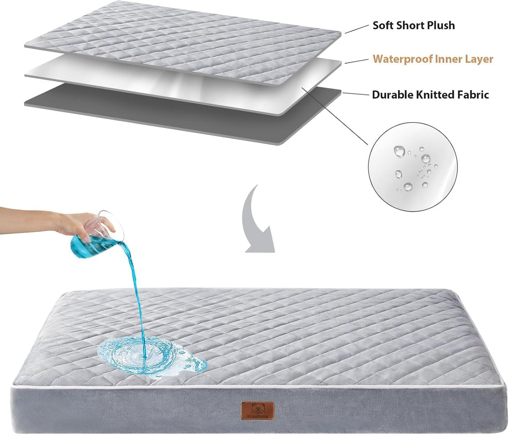wnpethome orthopedic waterproof xl dog bed for crate showing dimensions