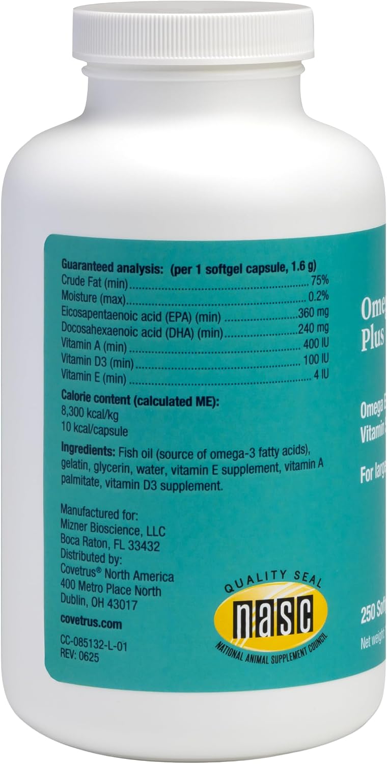 covetrus omega-3 soft gels for large dogs – shown in use