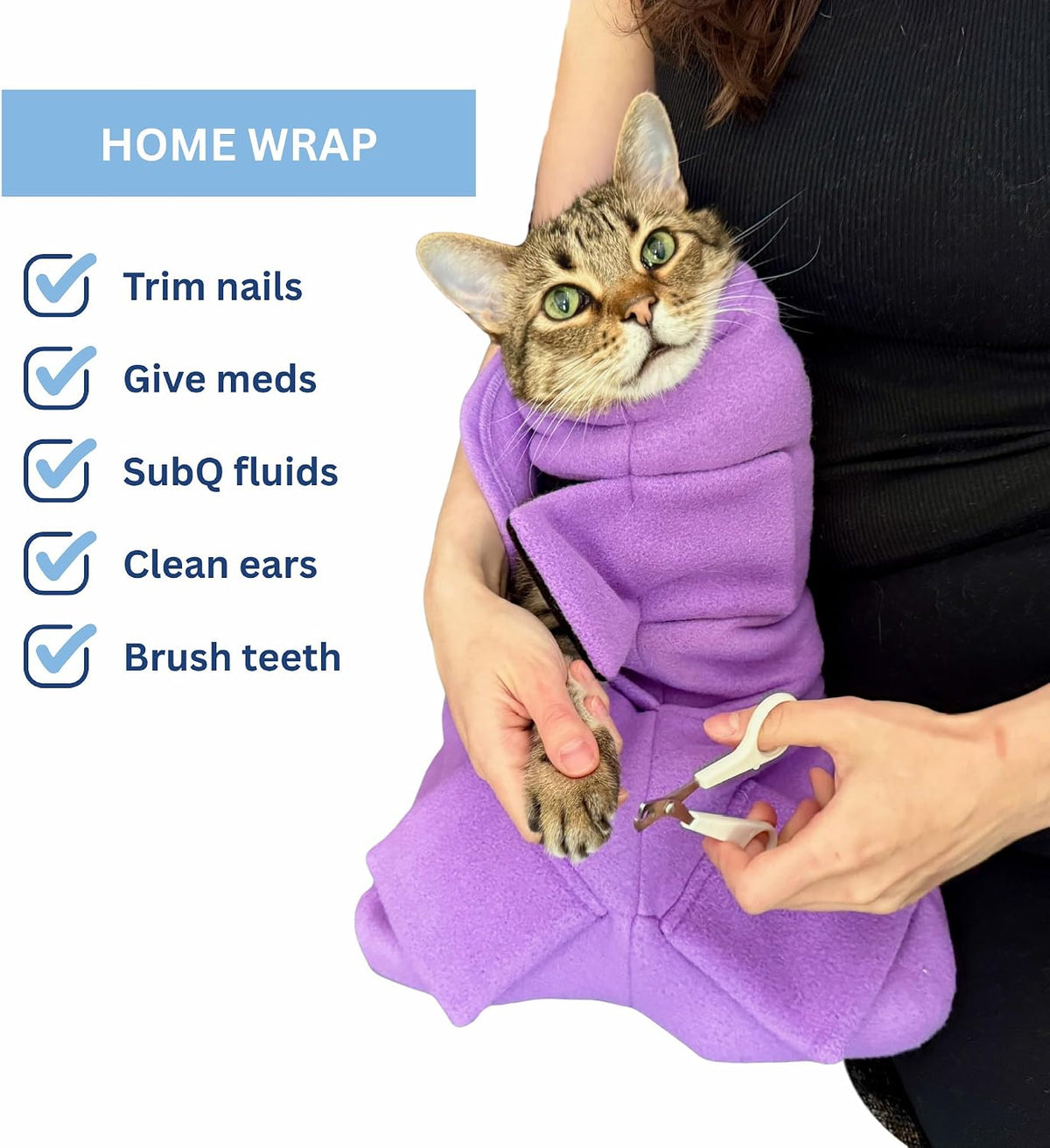 calm & cozy® cat swaddle wrap for anxiety, side view