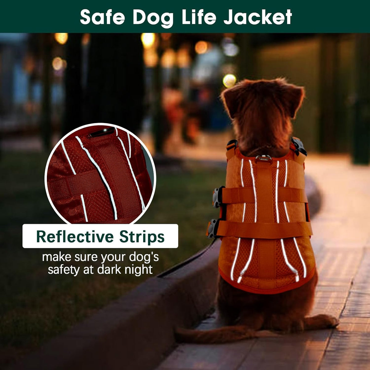 kuoser dog life jacket, high flotation reflective dog showing dimensions