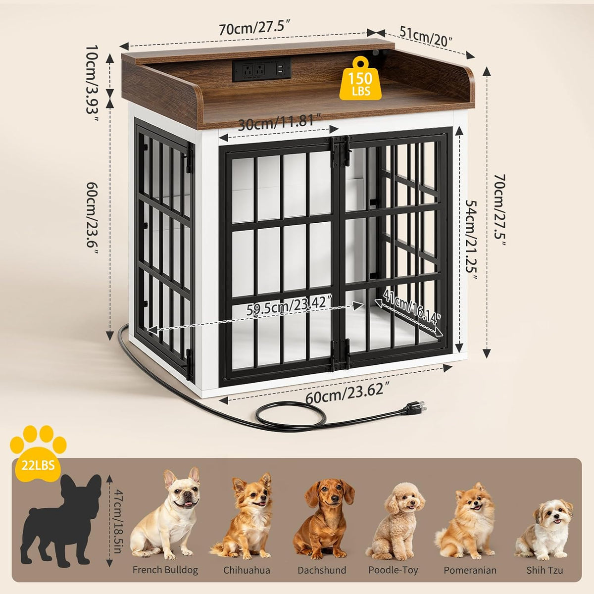 dog crates for small dogs - 27.5" furniture, side view
