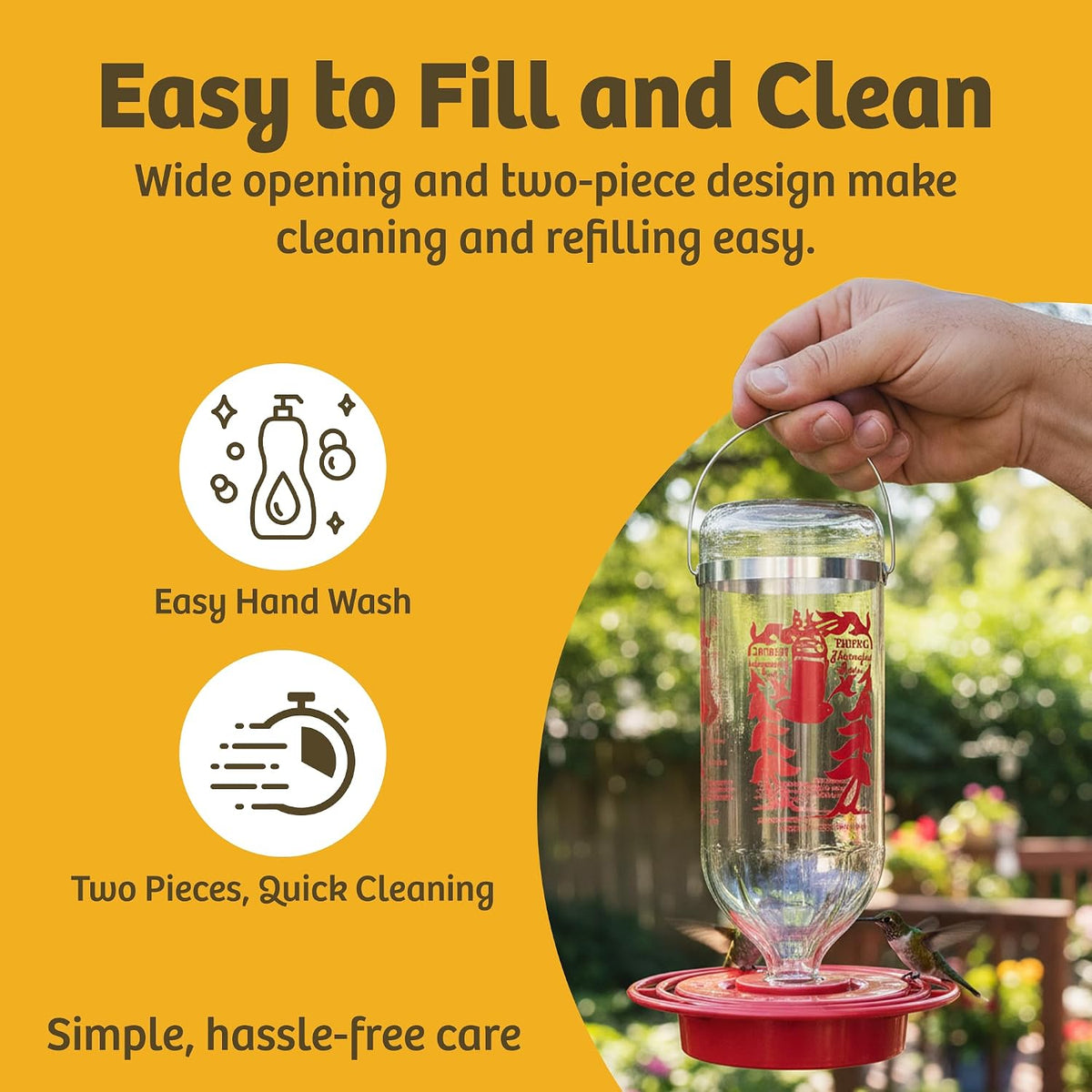 birds choice best-1 hummingbird feeder | 32oz nectar showing dimensions