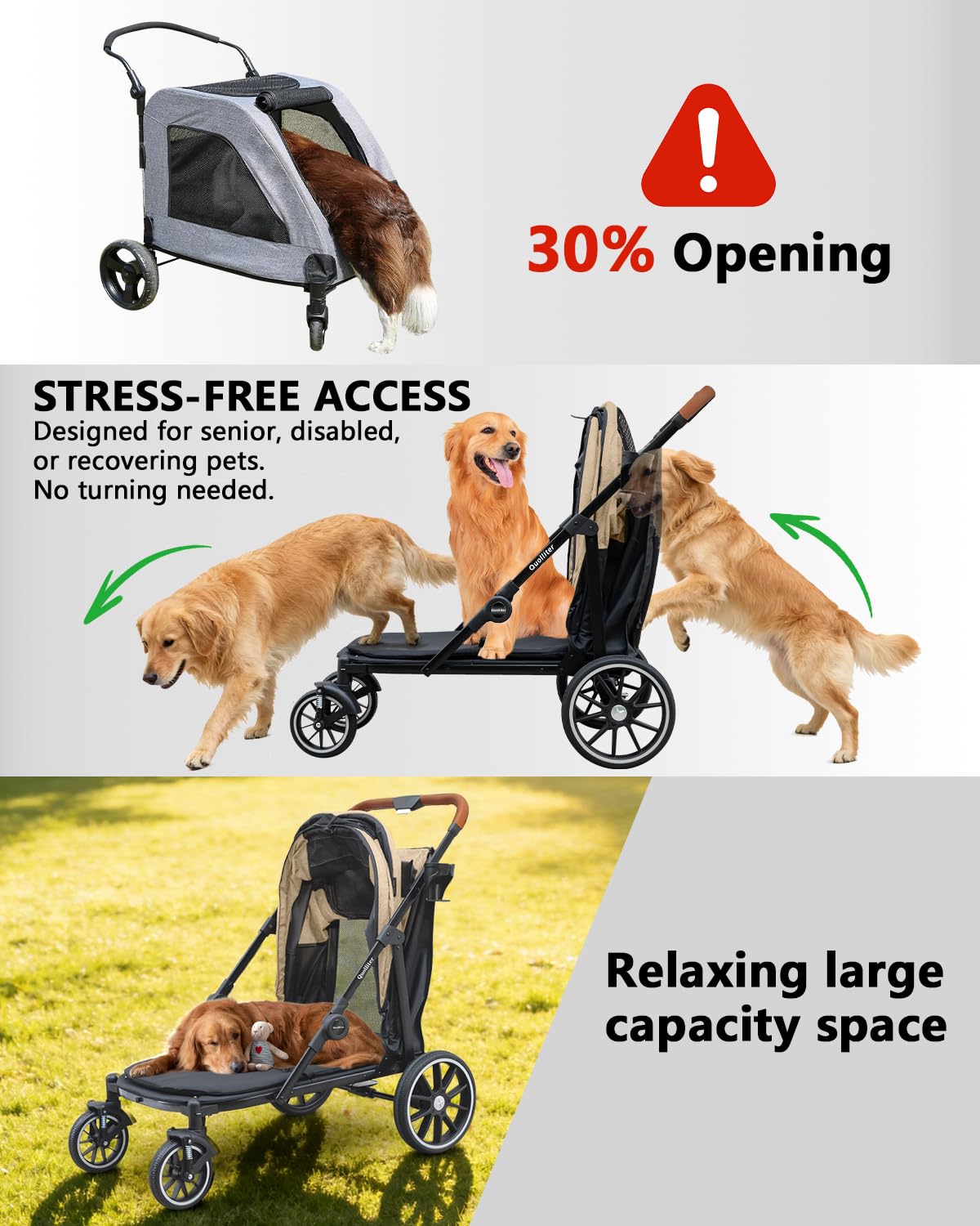 dog stroller for large & medium dogs, up, close-up detail