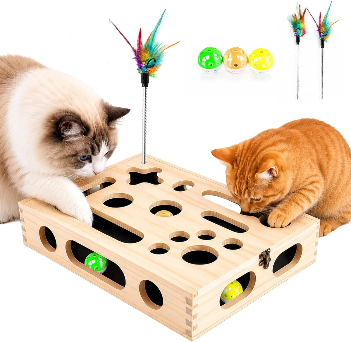 large cat nail file box, sturdy wood cat, main product view