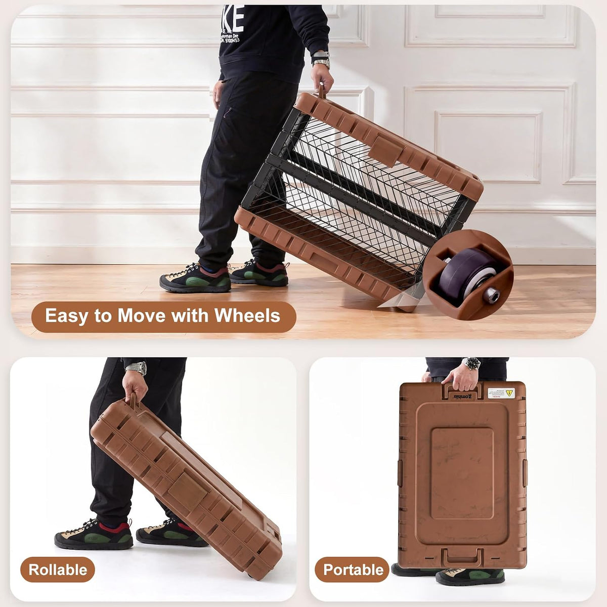 zomisia collapsible dog crate with bed mat, 28'', close-up detail