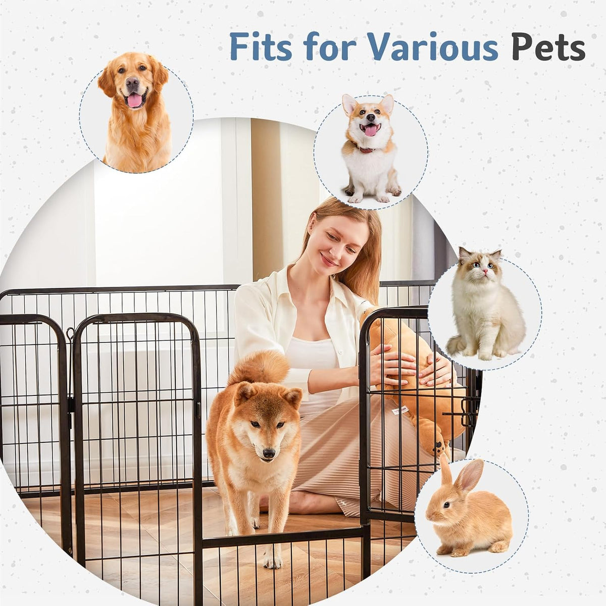 dumos dog playpen 2 panels 24 inch indoor shown in use
