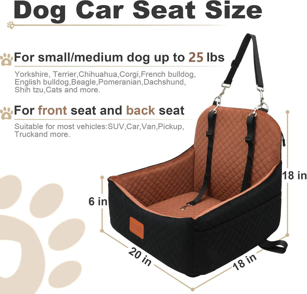 dog carseat for small dogs,pet safety travel bed shown in use