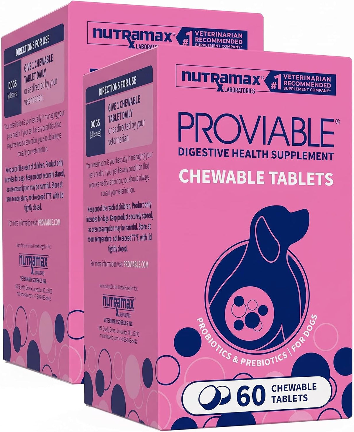 nutramax proviable probiotics for dogs, daily digestive health, main product view