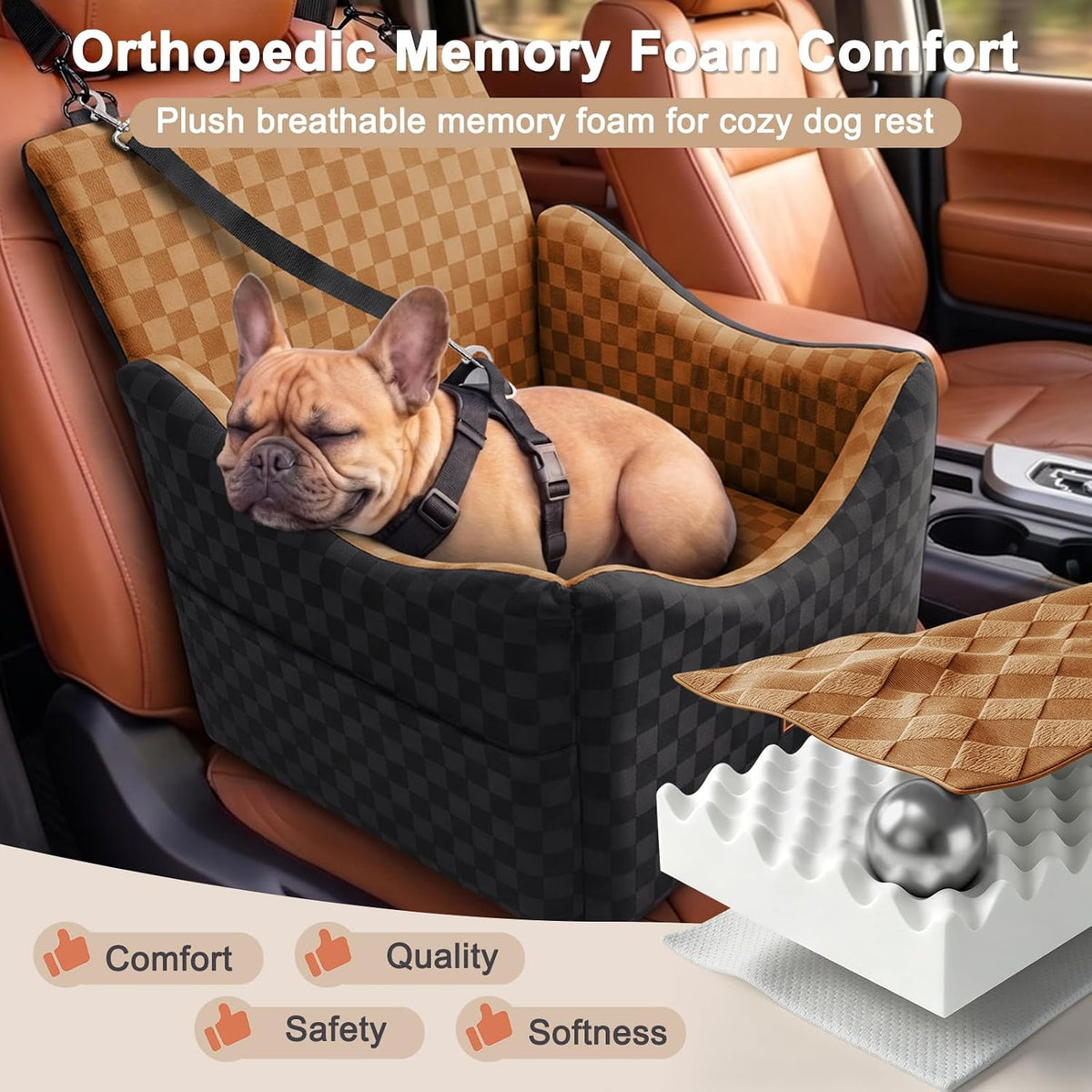 joejoy elevated dog car seat for small/medium dogs, close-up detail