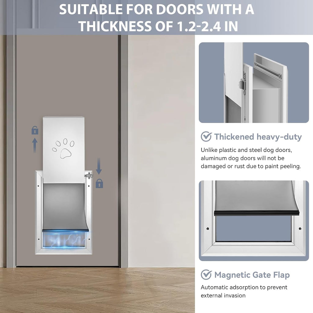 [petoasis] 3-flaps heavy-duty dog door, rust proof aluminum, close-up detail