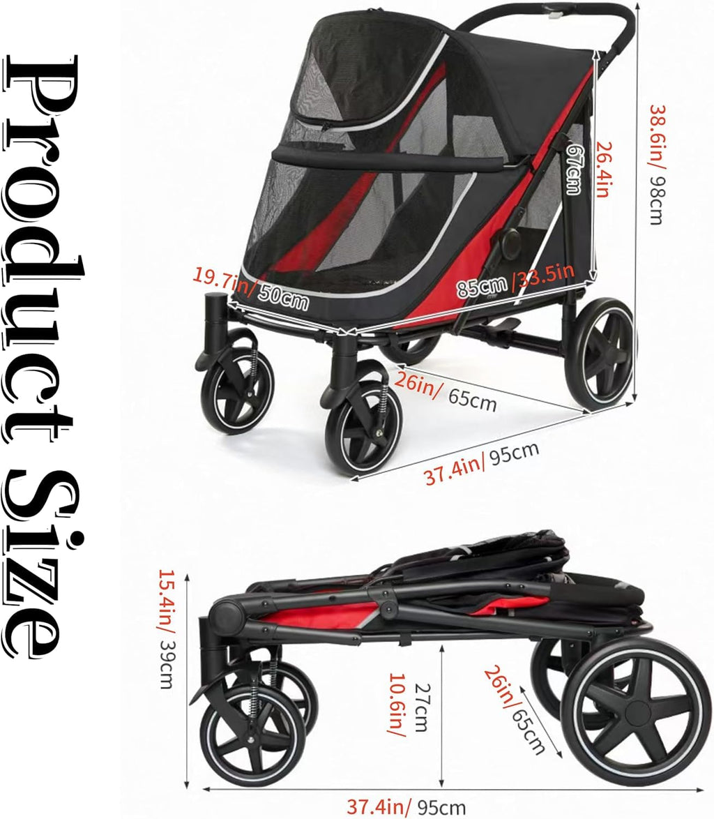 large dog stroller-4 wheel pet strollers for medium shown in use