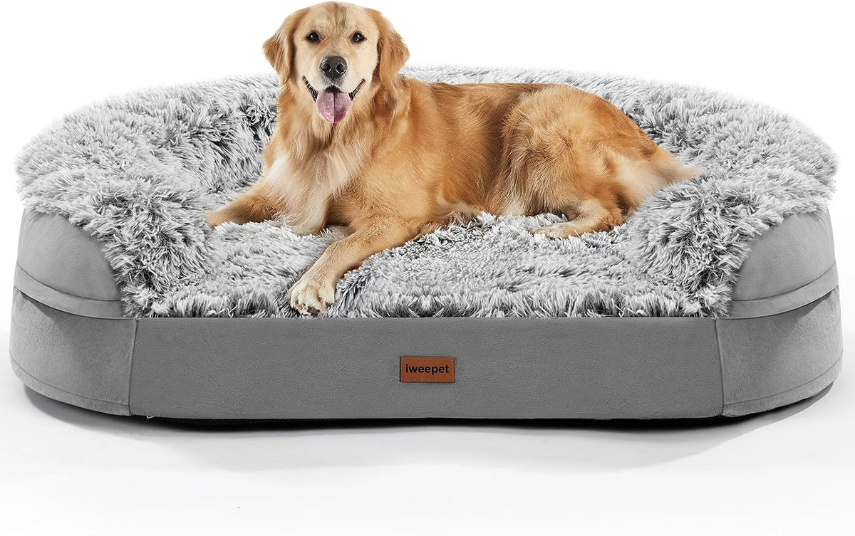 iweepet fluffy calming orthopedic dog beds large sized, main product view