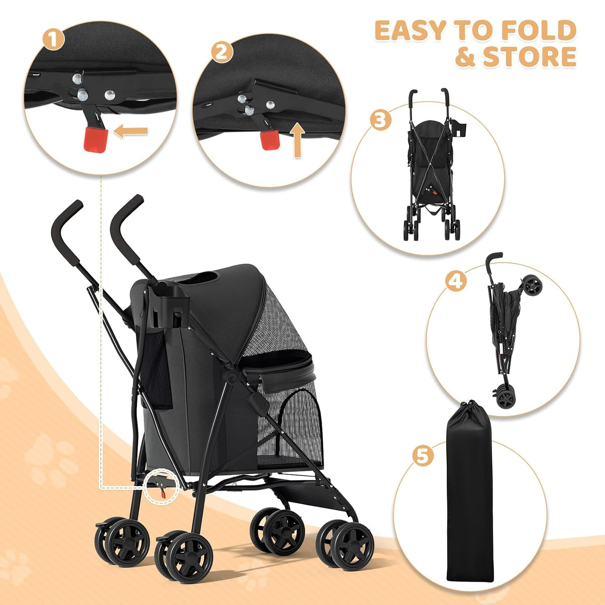 magshion compact fold pet travel stroller for small, package contents