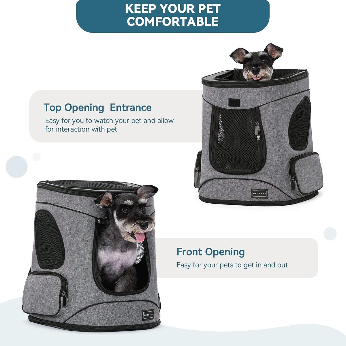petsfit dog and cat backpack carrier, padded waist, package contents