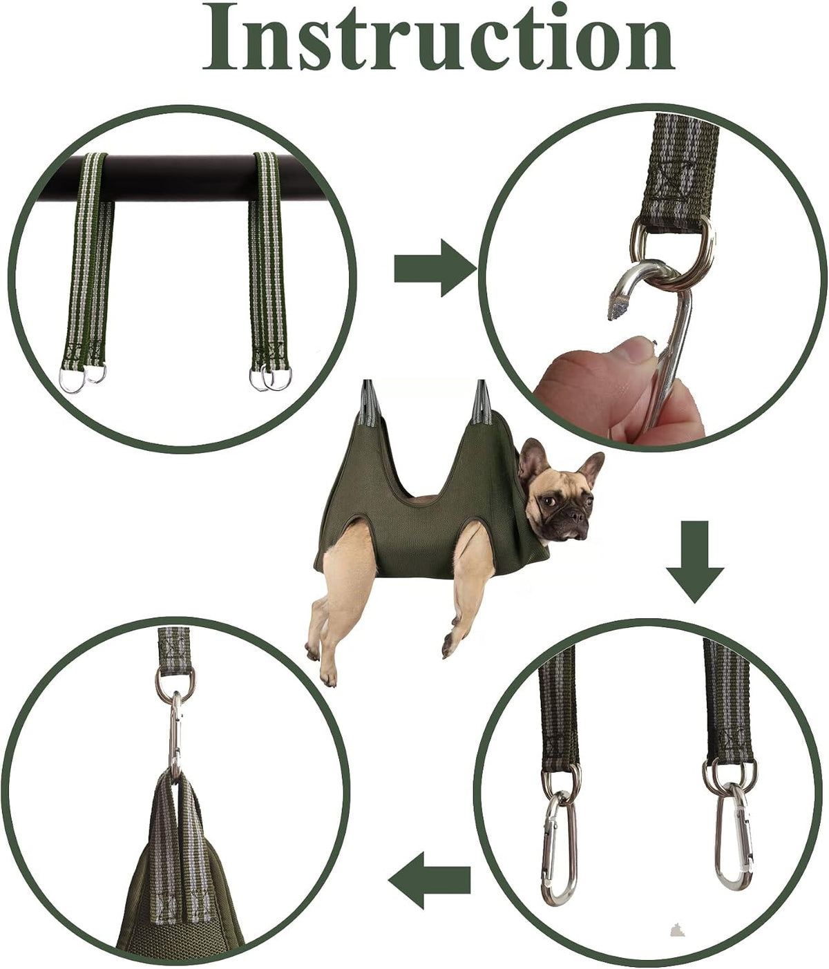 kkiimatt 10 in 1 pet dog grooming hammock showing dimensions