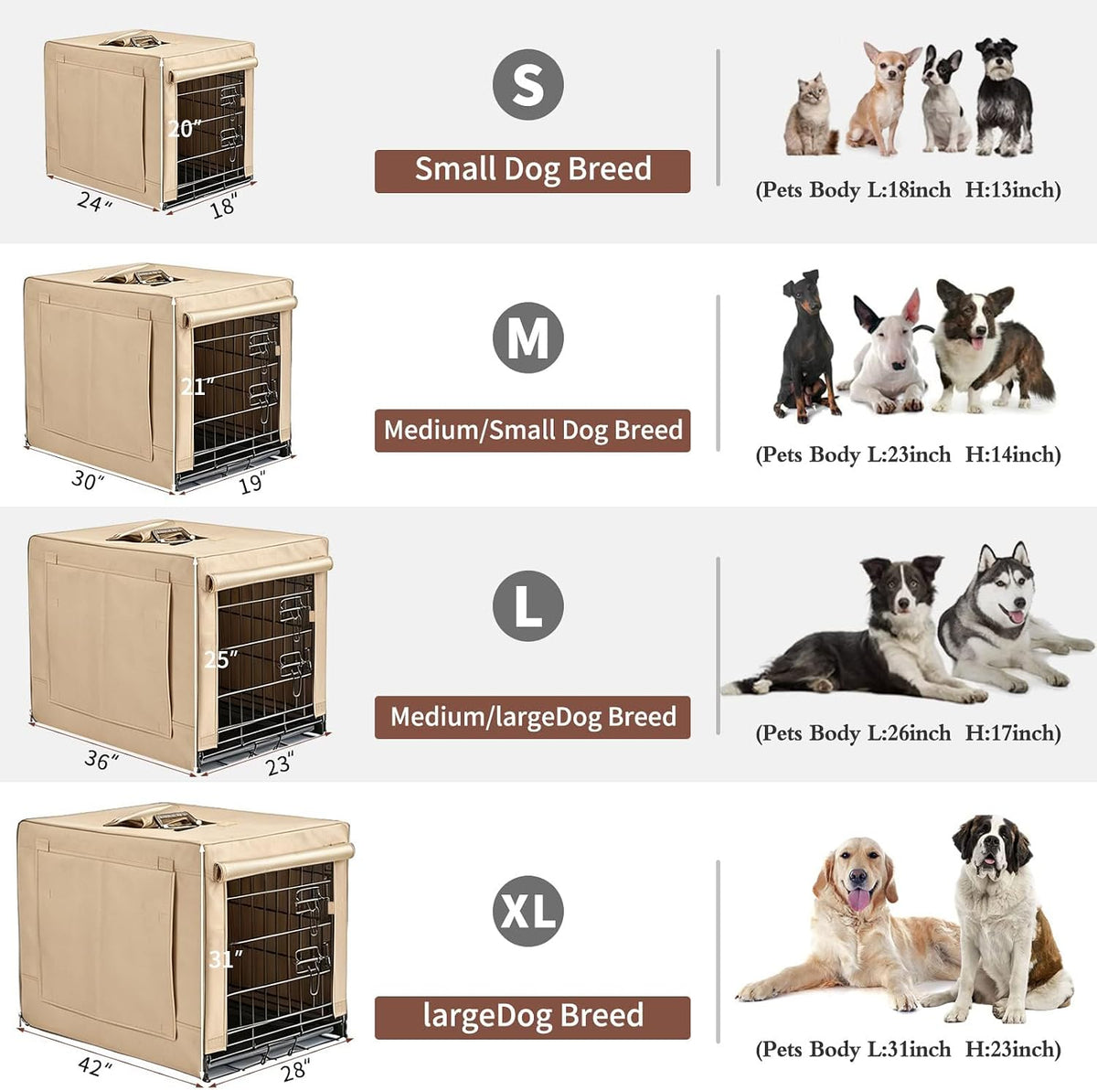 donoro dog crates for small size dogs indoor showing dimensions