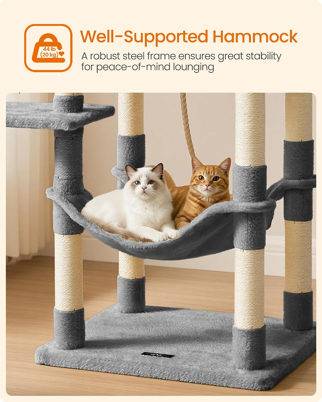 feandrea cat tree, 55.8-inch large cat tower, multi-level, package contents