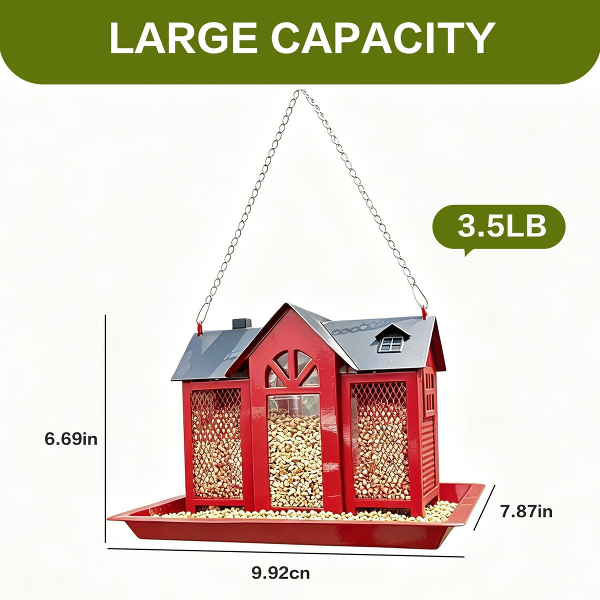 large metal bird feeders for outdoors hanging with, close-up detail