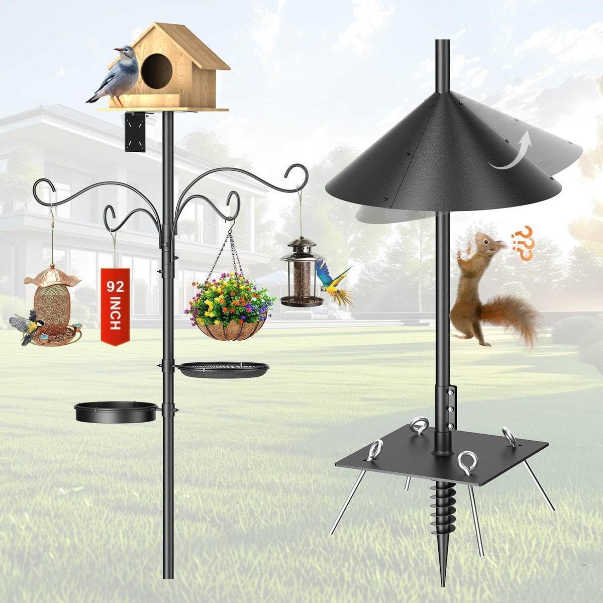 upgraded heavy duty bird feeder pole, 92 inch, main product view