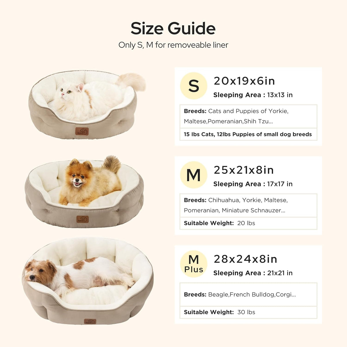 bedsure medium dog bed washable,large cat beds for, side view