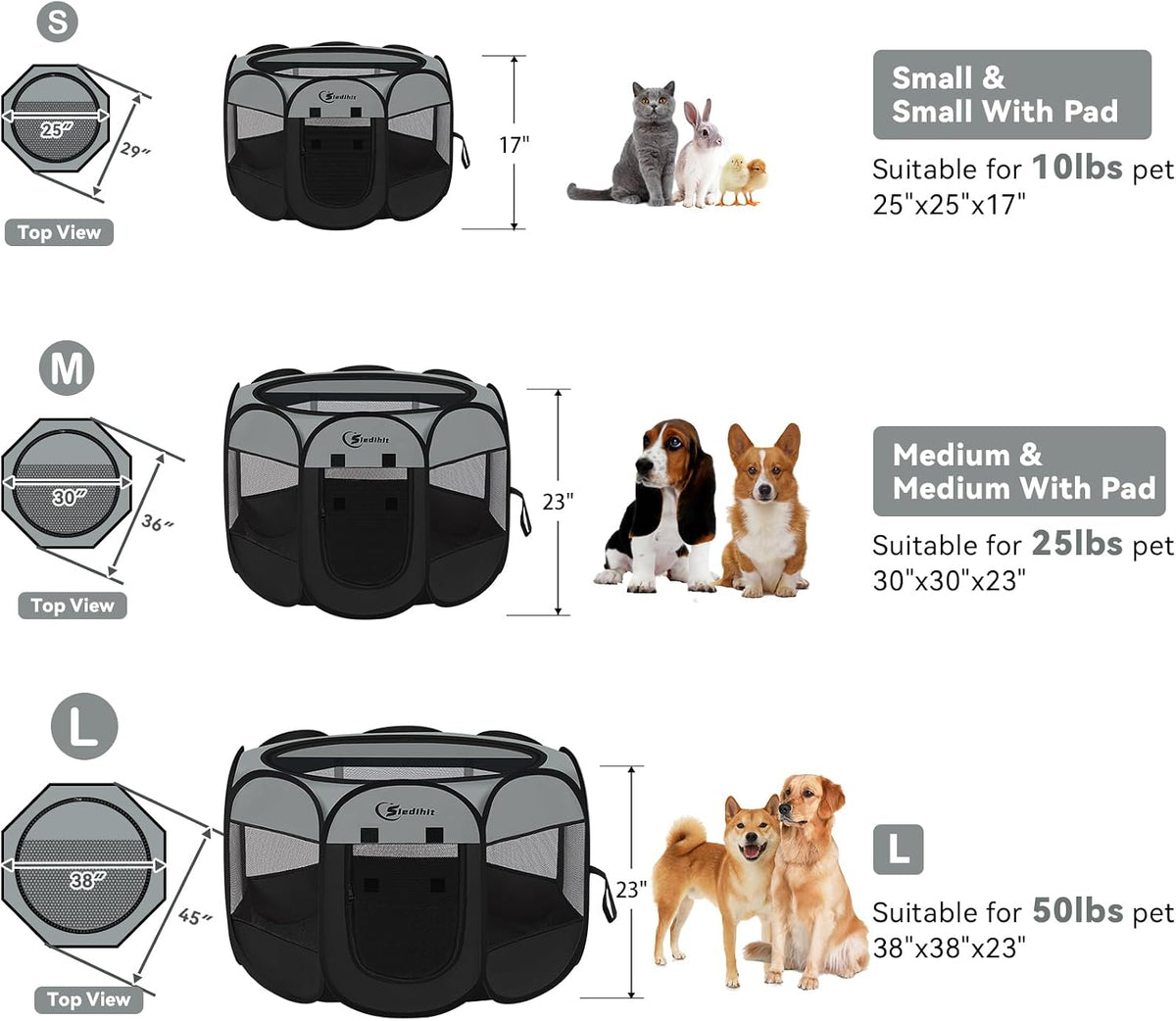 siedihit playpen for middle dog cat, dogs tent shown in use