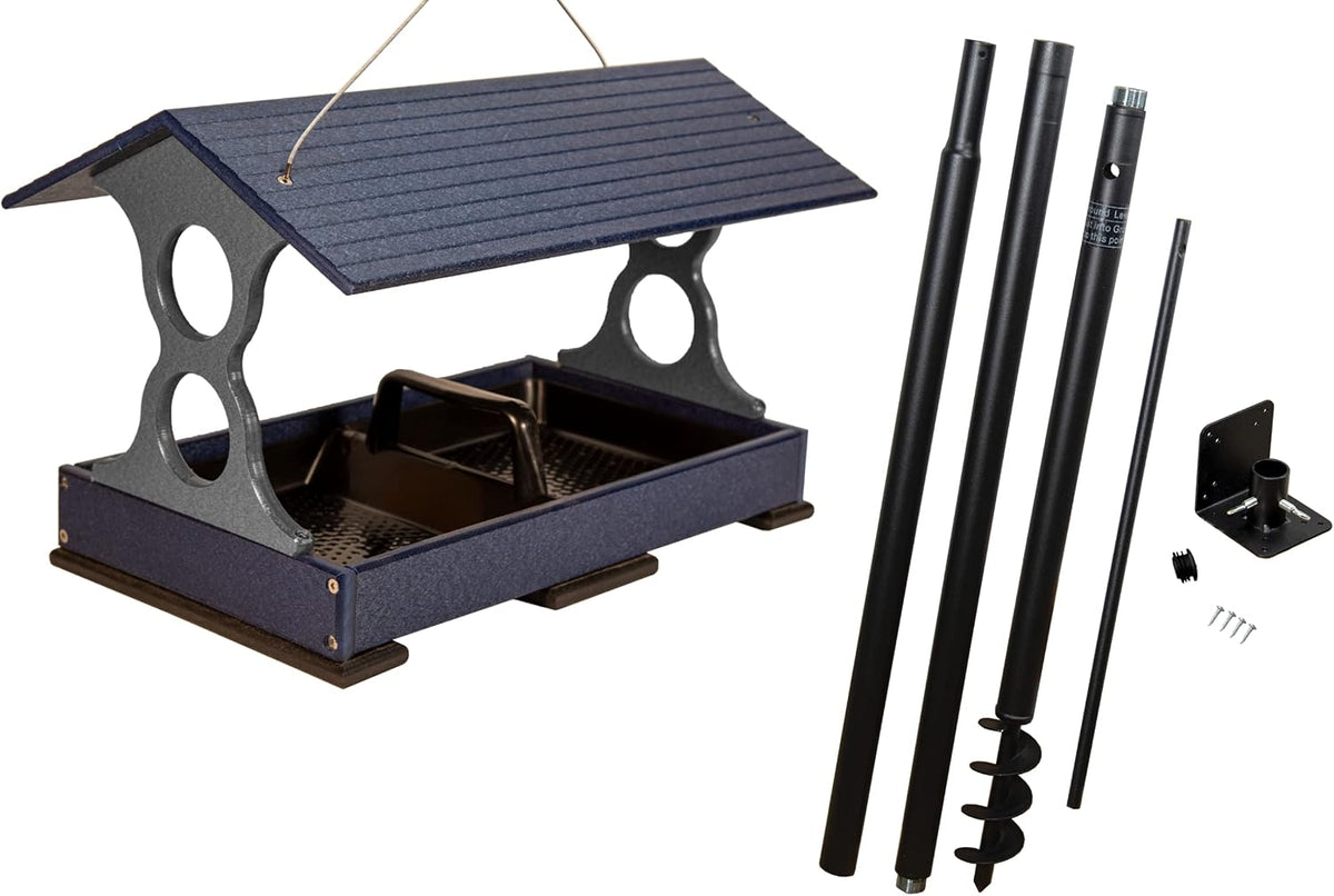 jcs wildlife large fly thru bird feeder and shown in use