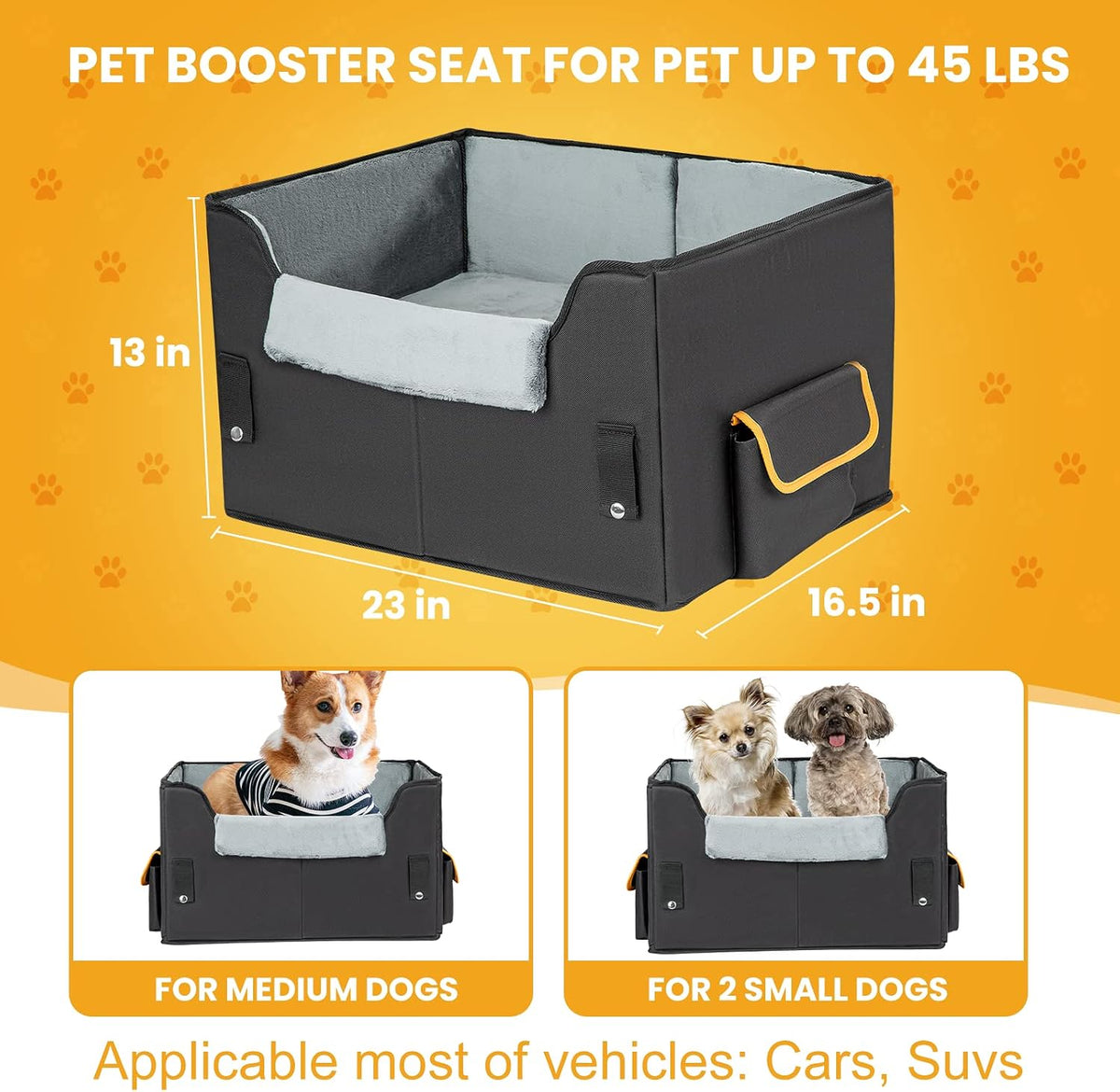 dog car seat for small dogs, elevated dog shown in use