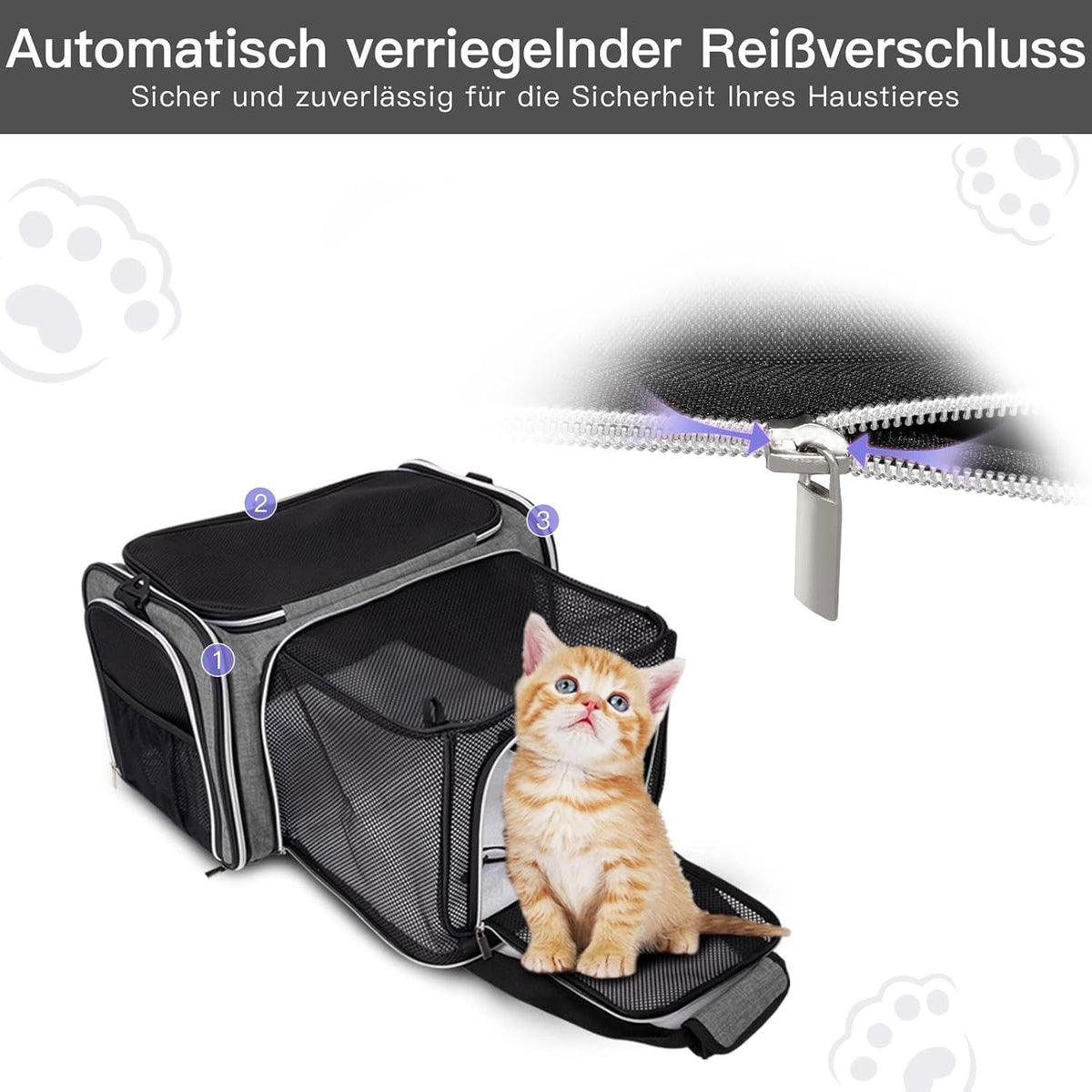 baglher expandable cat carrier with travel litter box, side view