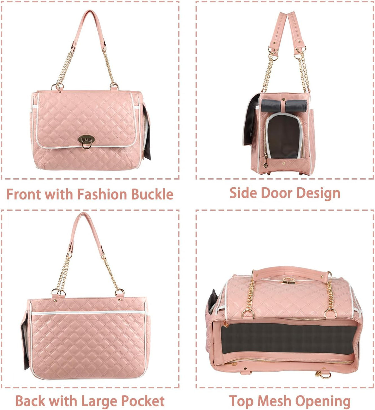 pink puppy dog cat purse carrier for small shown in use