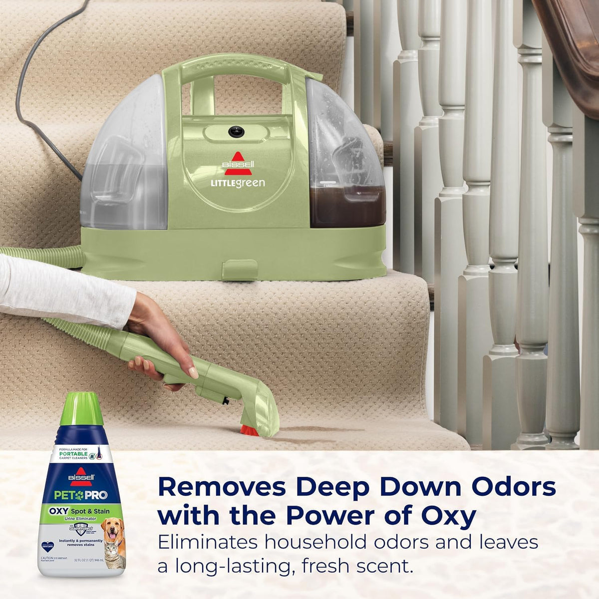 bundle little green portable carpet cleaner + pet, side view