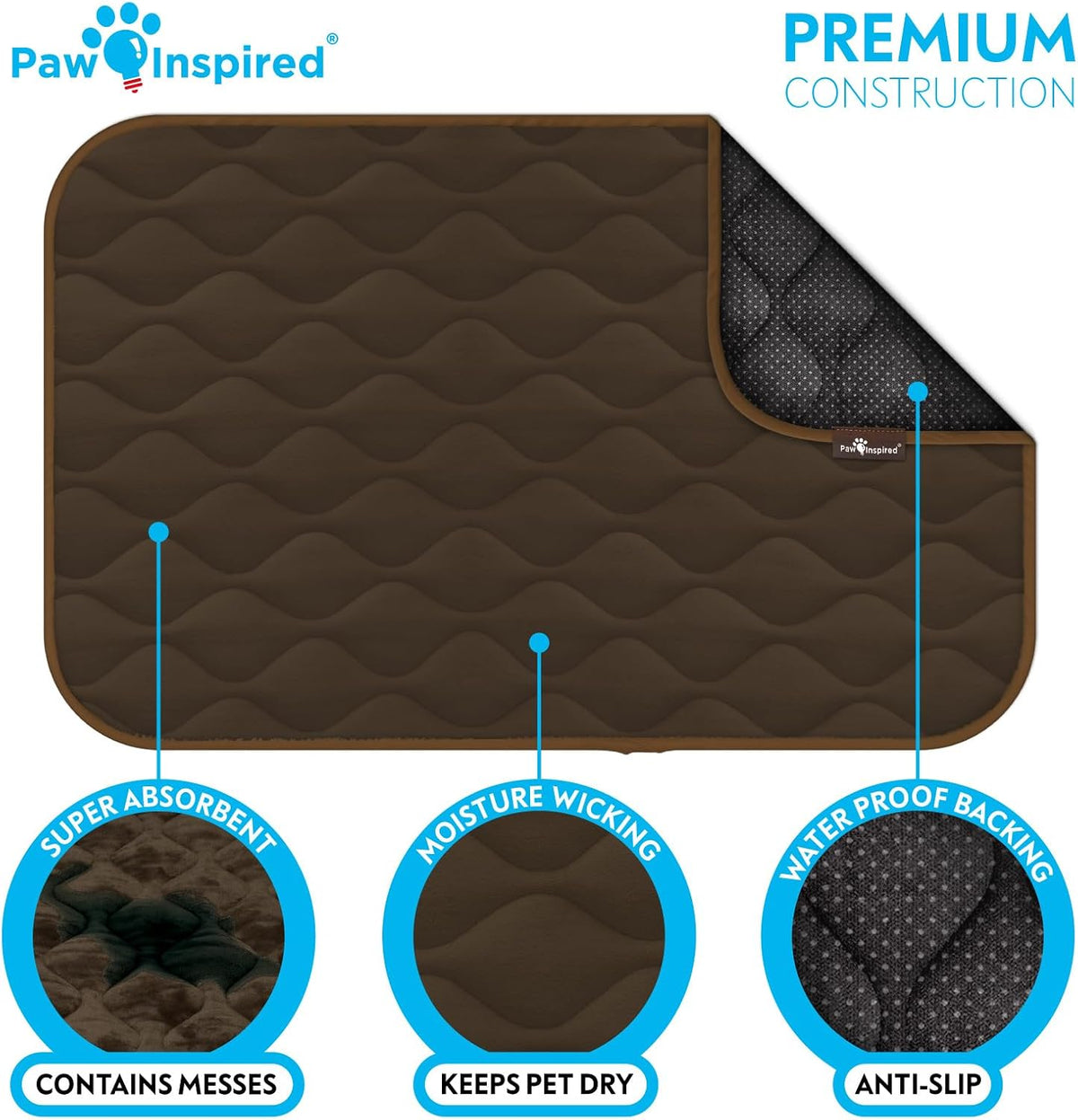 paw inspired washable padded crate mats for dogs showing dimensions