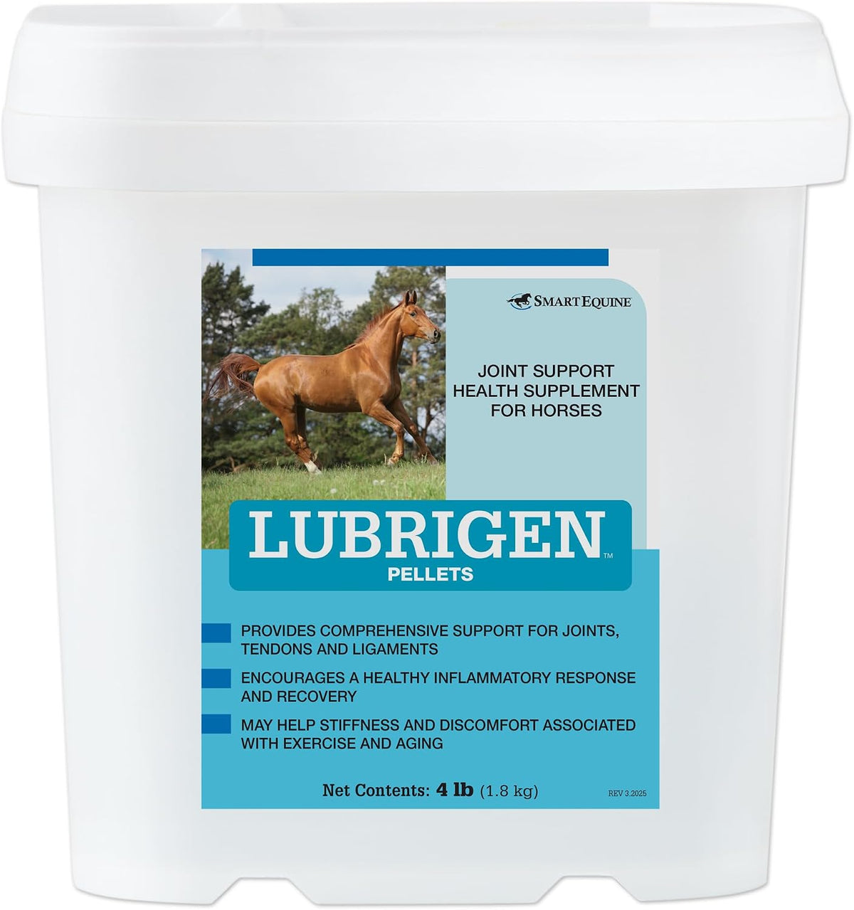 smartequine lubrigen pellets, 4 lb bucket, 33 servings, main product view