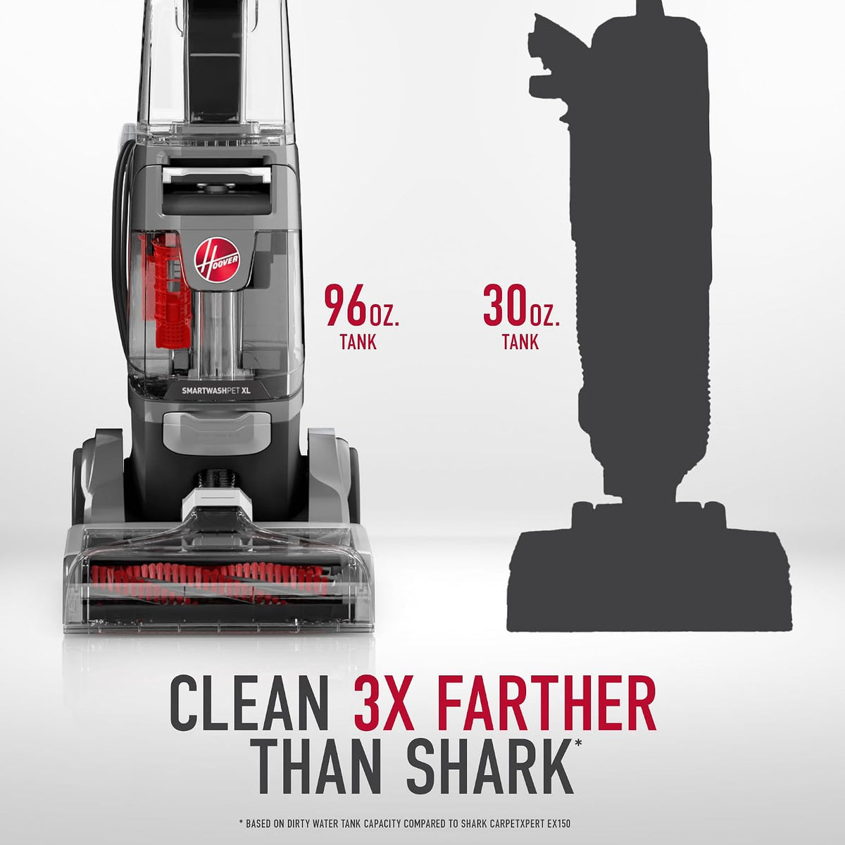 hoover smartwash pet xl upright carpet cleaner machine, side view