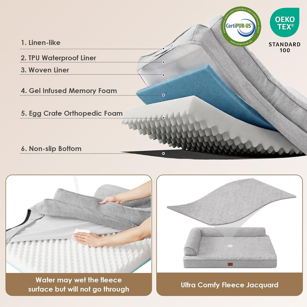 eheyciga orthopedic dog bed medium size, memory foam, package contents