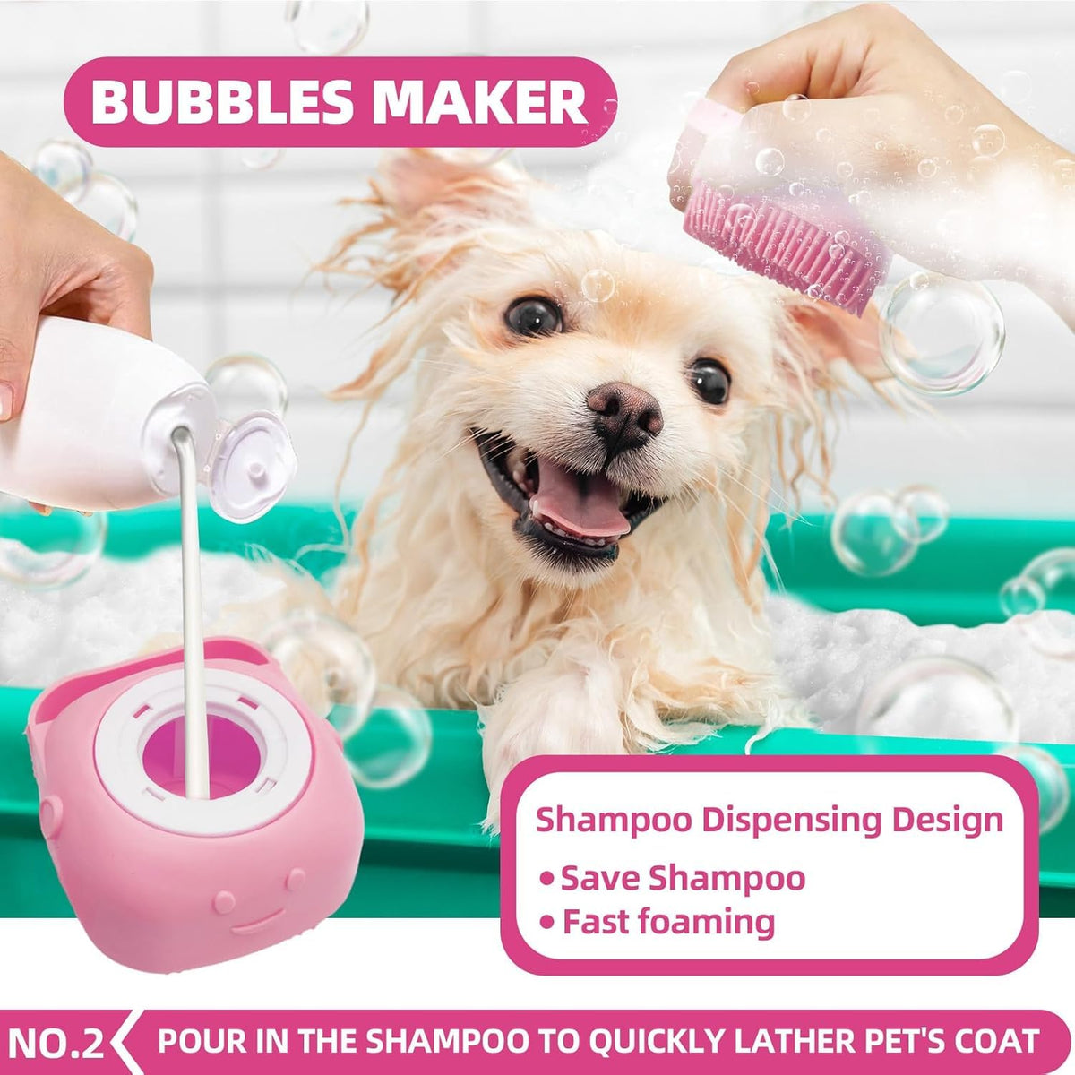 bath grooming kit for pets - hair brush, close-up detail