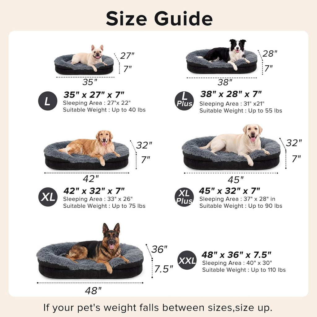 invenho fluffy orthopedic dog beds large sized dog, front angle view