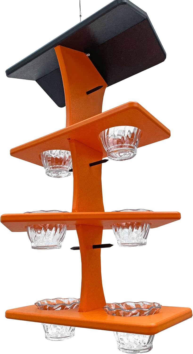 dutchcrafters plastic poly double platform hanging oriole bird shown in use