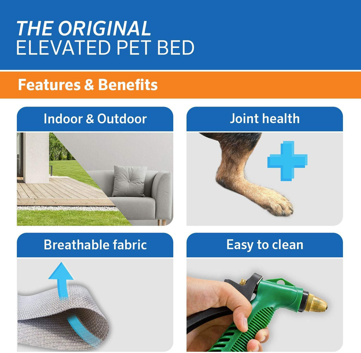coolaroo original elevated dog bed - breathable off-the-ground, close-up detail