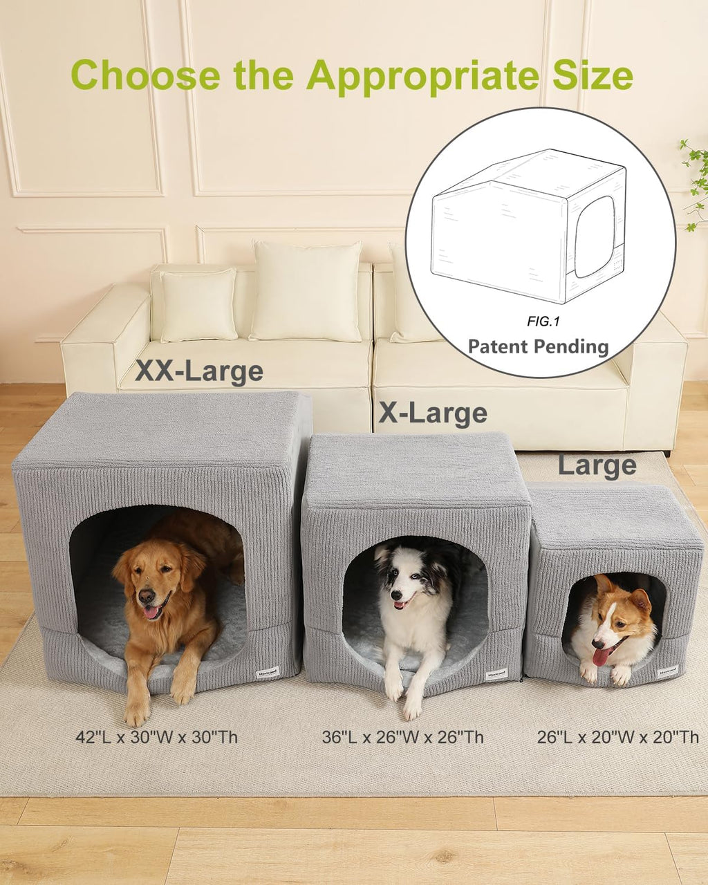hovicaed indoor dog house large sized dog tent showing dimensions